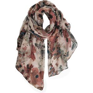 Women A-brown Fashion Flowers Print Scarves Winter Head Shawl Cotton Wrap